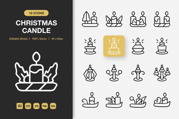 Christmas Candle Outline Icons: Simple Visuals That Work Across Every Project