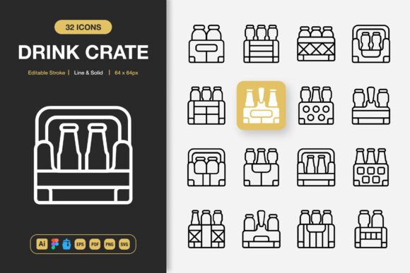 Drink Crate Icons for Modern Design