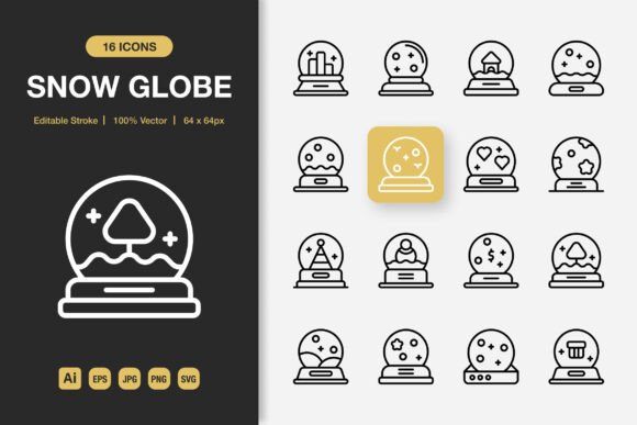 Snow Globe Outline Icons: Minimal Designs for Creatives