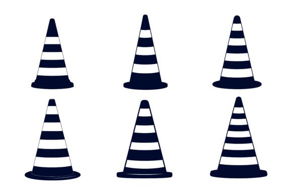 Traffic Cone Icons Set: Versatile Vector Graphics for Safety Communication and Creative Projects