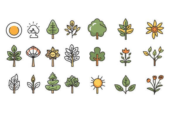 Trees of Various Natural Types for Creative Projects