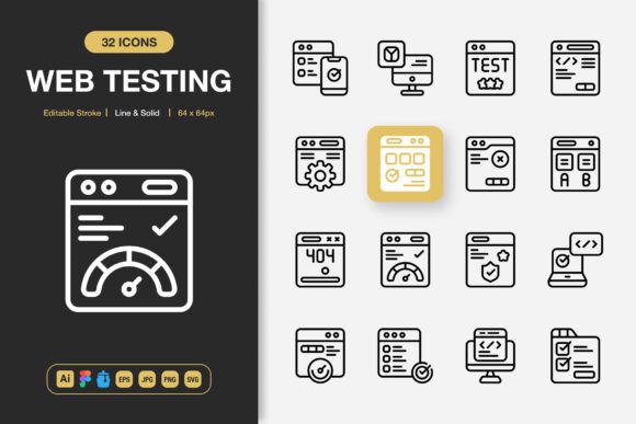 Web Testing Icons for Seamless Visual Communication